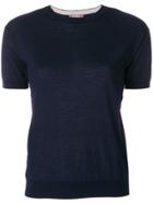 N.peal Contrast Trim Cashmere T-shirt - Blue