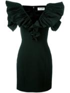 Saint Laurent Ruched Sleeve Mini Dress - Black