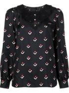 Marc Jacobs Floral Print Blouse, Women's, Size: 2, Black, Silk