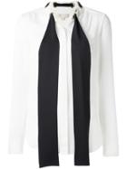 Michael Michael Kors Neck Tie Shirt, Women's, Size: Large, White, Silk
