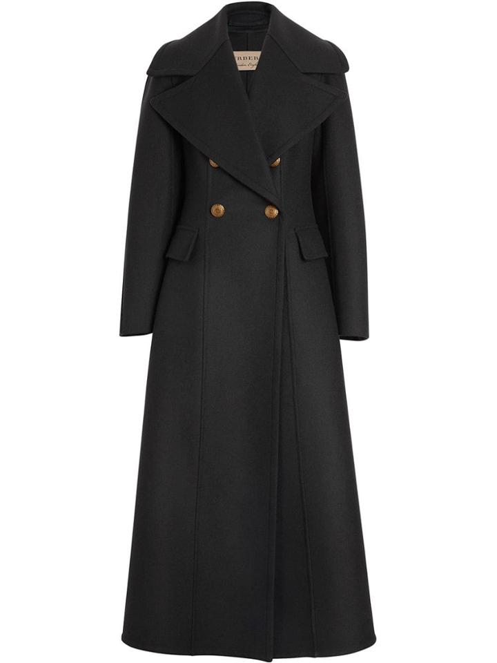 Burberry Doeskin Wool Tailored Coat - Black