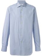Kiton Checked Shirt, Men's, Size: 40, Blue, Cotton