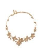Oscar De La Renta Embellished Flower Necklace, Women's, Metallic, Pewter/crystal/brass