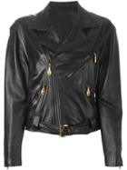 Versace Vintage Lattice Detail Biker Jacket