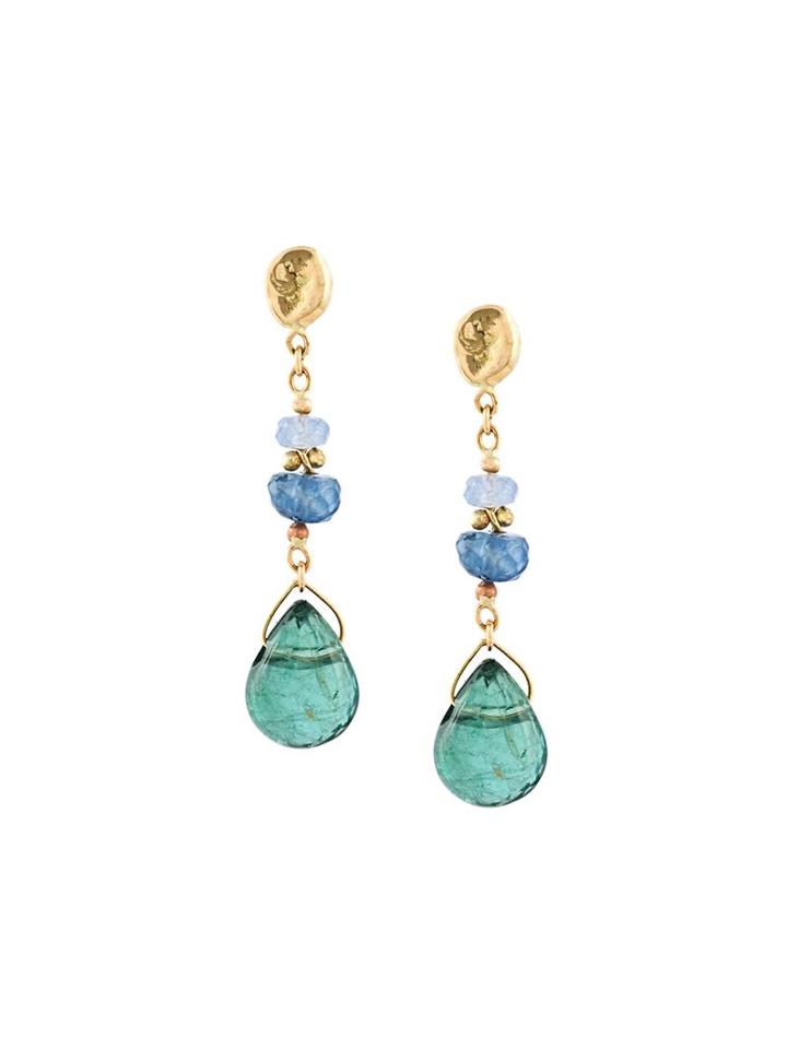 Natasha Collis Tourmaline And Sapphire Drop Earrings, Women's, Metallic