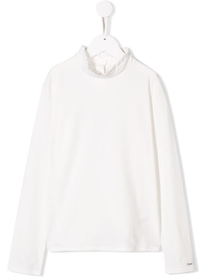 Chloé Kids Teen Ruffle Trim T-shirt - White