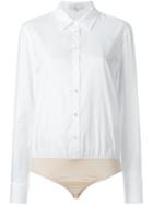 Tibi Shirt Bodysuit, Women's, Size: Xs, White, Cotton/polyester/spandex/elastane