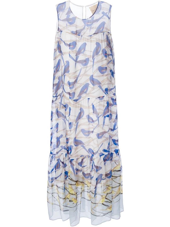 Erika Cavallini Semi Couture Bird Print Maxi Dress
