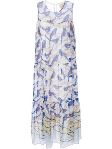 Erika Cavallini Semi Couture Bird Print Maxi Dress