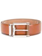 Salvatore Ferragamo Classic Rectangular Buckle Belt, Men's, Size: 105, Brown, Calf Leather