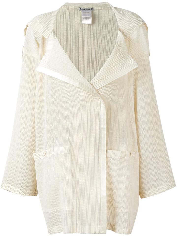 Issey Miyake Vintage Pleated Cardigan - Nude & Neutrals