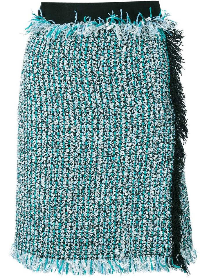 Lanvin Bouclé Wrap Skirt, Women's, Size: 38, Blue, Silk/cotton/acrylic/wool