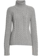Burberry Cable Knit Cashmere Turtleneck Sweater - Grey