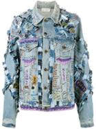 Faith Connexion Graffiti Print Denim Jacket, Women's, Size: Medium, Blue, Cotton