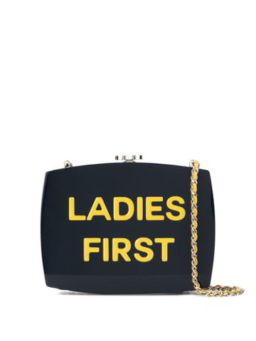 Chanel Vintage Ladies First 5x5 Single Chain Clasp Shoulder Bag - Blue