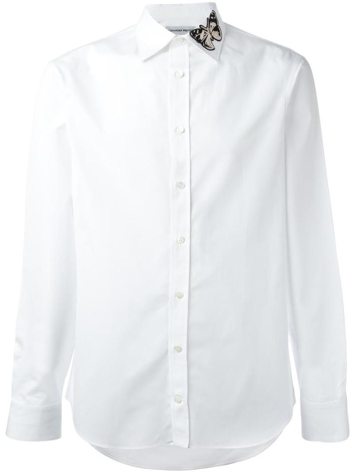 Alexander Mcqueen Moth Collar Shirt, Men's, Size: 40, White, Cotton