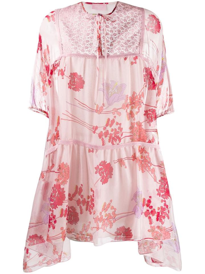 Giamba Panelled Floral Mini Dress - Pink