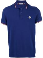 Moncler Striped Trim Polo Shirt, Men's, Size: Xl, Blue, Cotton
