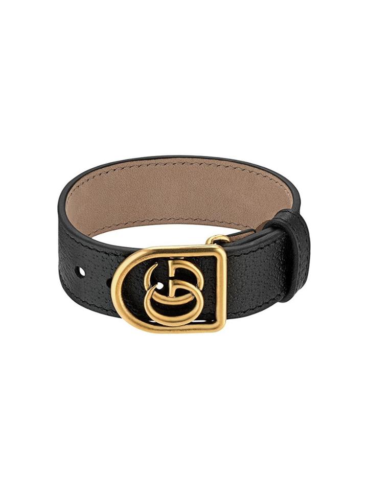 Gucci Bracelet In Leather With Double G - Black