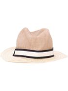Eleventy Striped Grosgrain Band Panama Hat