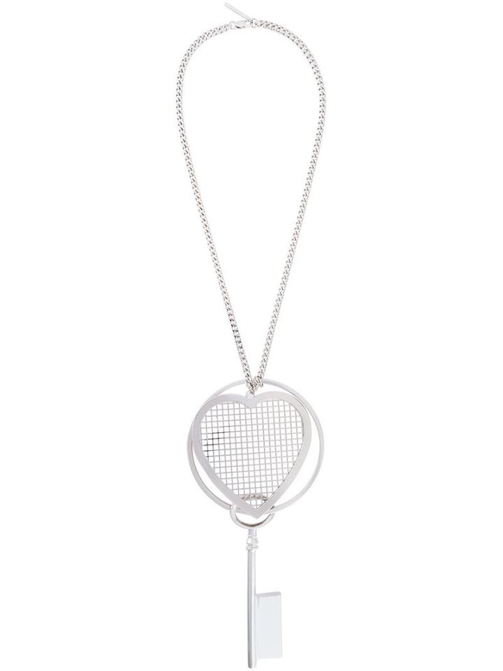 Givenchy Heart And Key Pendant Necklace, Women's, Metallic