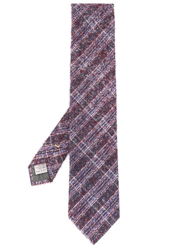 Canali Patterned Pointed-tip Tie - Blue