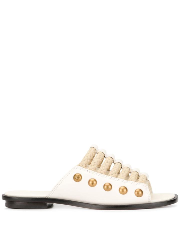 Tory Burch Blythe Rope Sliders - White