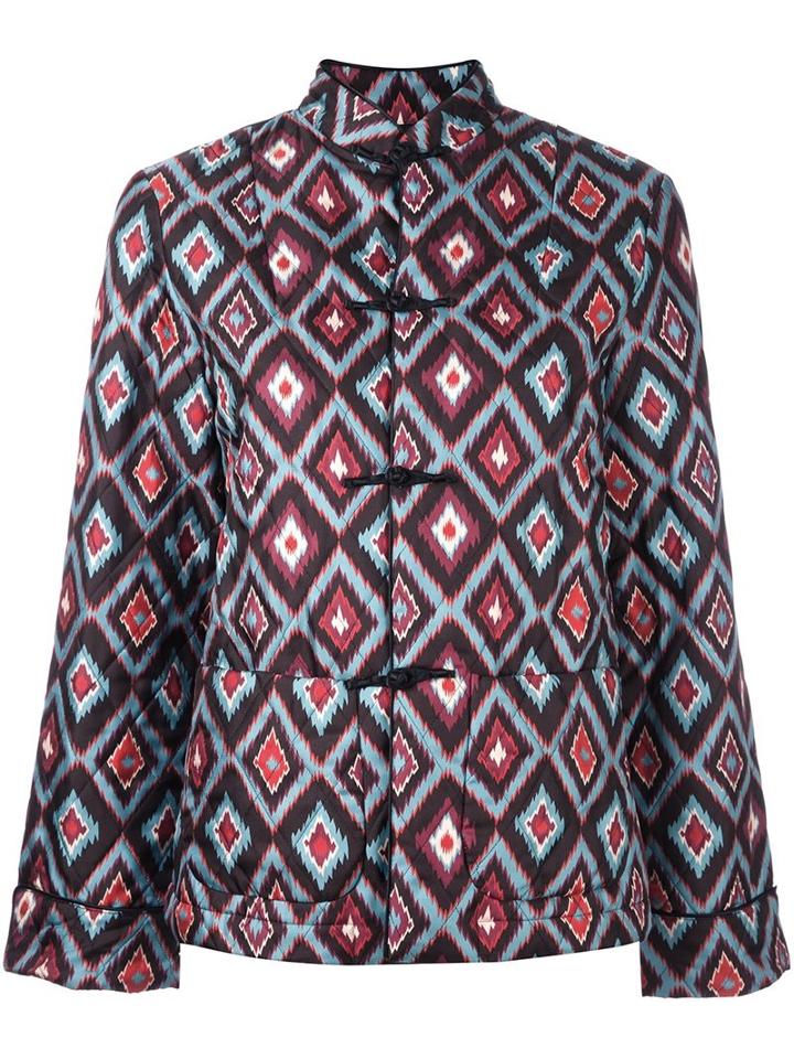 For Restless Sleepers Geometric Print Quilted Jacket, Women's, Size: Small, Silk