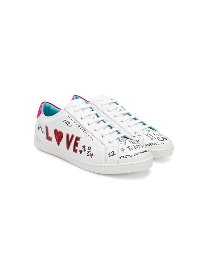 Dolce & Gabbana Kids Teen Printed Sneakers - White