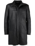 Giorgio Armani Long Leather Jacket - Black
