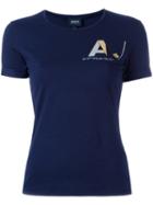 Armani Jeans Chest Logo Print T-shirt, Women's, Size: 40, Blue, Cotton/spandex/elastane