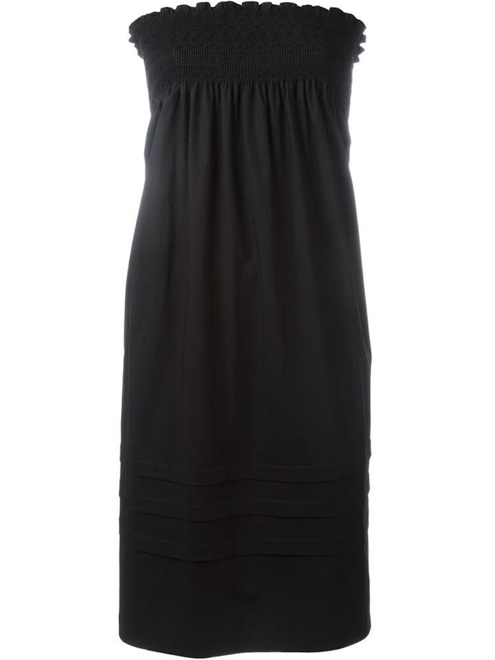 Red Valentino Elastic Strapless Pleated Shift Dress