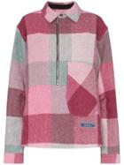 We11done Pink Half Zip Check Print Wool Shirt