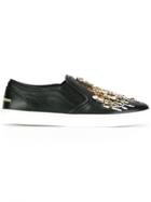 Dolce & Gabbana Candlestick Embellished Slip-on Sneakers - Black