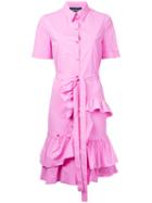 Boutique Moschino - Ruffled Shirt Dress - Women - Cotton/other Fibres - 44, Pink/purple, Cotton/other Fibres