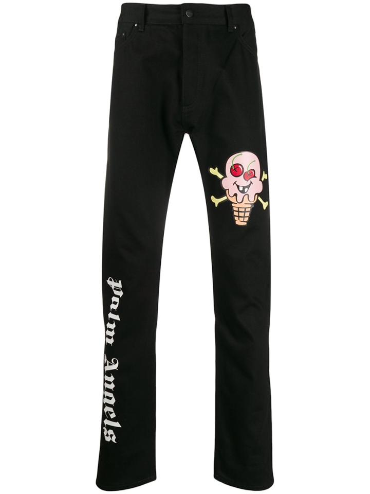 Palm Angels X Ice Cream Logo Printed Jeans - Black