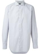 Eleventy Spread Collar Shirt, Men's, Size: 38, White, Linen/flax/cotton