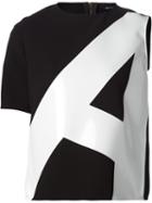 Anthony Vaccarello One Sleeve A Print T-shirt, Women's, Size: 40, Black, Polyester
