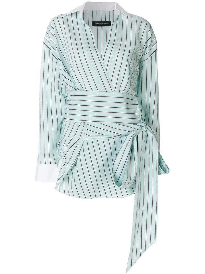 Alexandre Vauthier Asymmetric Pinstripe Shirt - Green