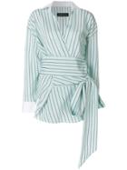 Alexandre Vauthier Asymmetric Pinstripe Shirt - Green