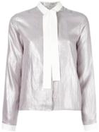 Mm6 Maison Margiela Tie Neck Metallic Shirt - Grey