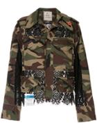 Maison Mihara Yasuhiro Lace-panel Military Jacket - Green