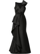 Badgley Mischka Pleat Detail Gown - Black