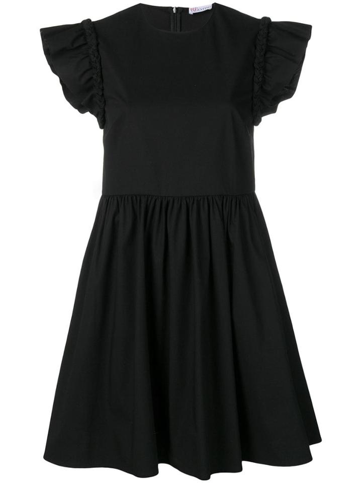 Red Valentino Stretch Poplin Dress With Braiding Detail - Black