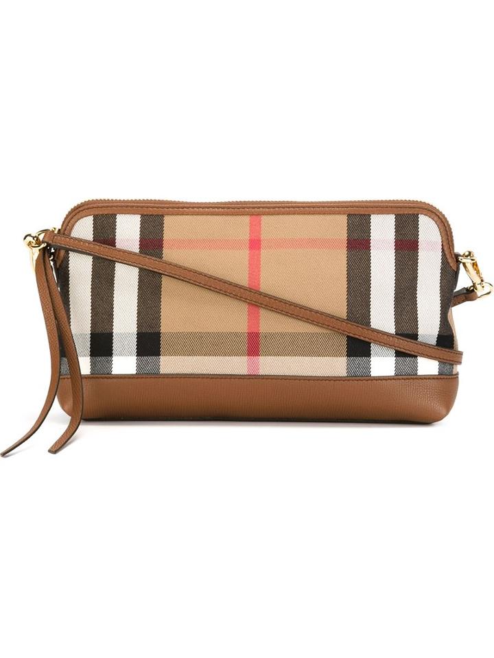 Burberry House Plaid Pattern Zip Detail Cross Body Bag, Women's, Nude/neutrals