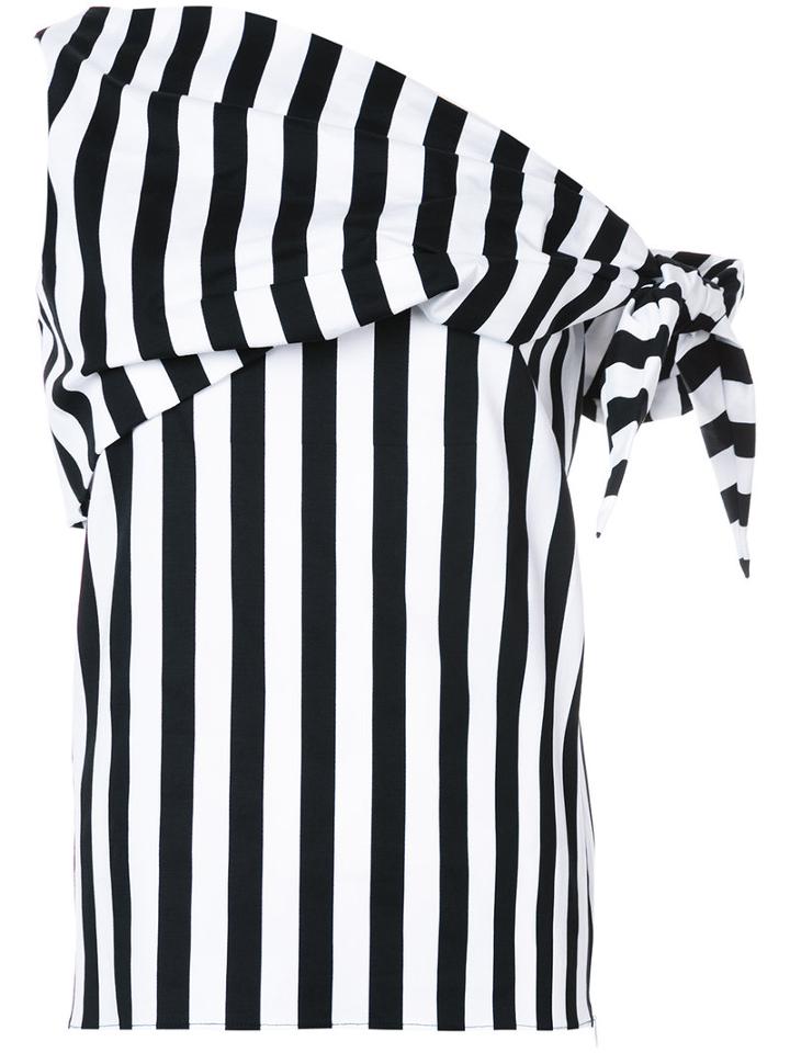 Monse - Striped One-shoulder Top - Women - Cotton/spandex/elastane - 4, Black, Cotton/spandex/elastane