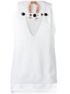 No21 Mesh Layer Top, Women's, Size: 40, White, Cotton/polyester