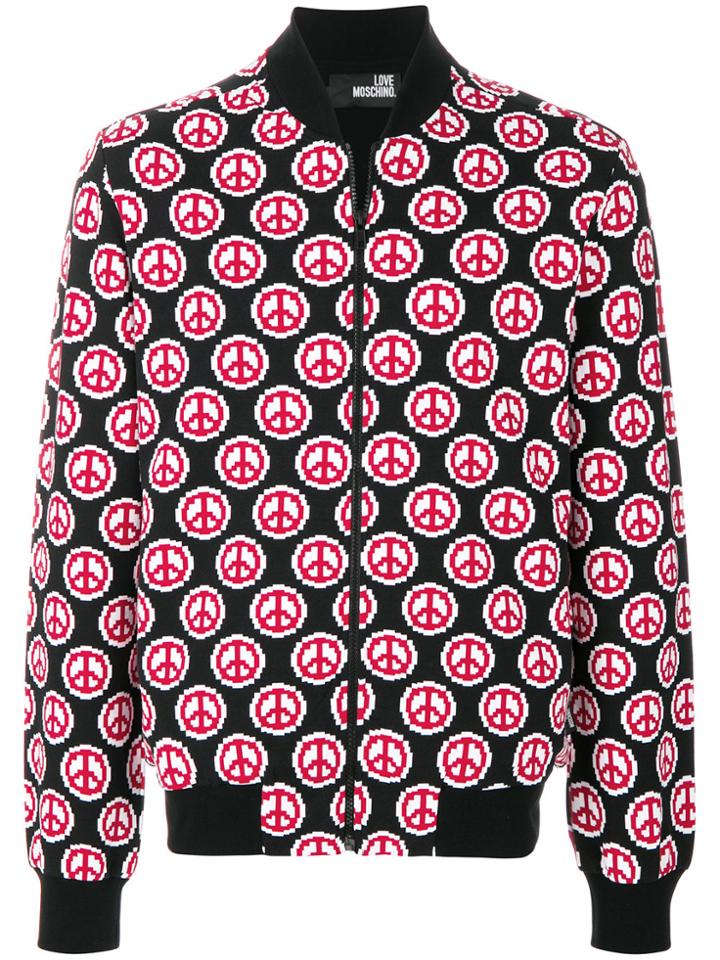 Love Moschino Peace Symbol Print Jacket - Black