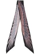 Rockins - 'wings' Printed Skinny Scarf - Women - Silk - One Size, Black, Silk