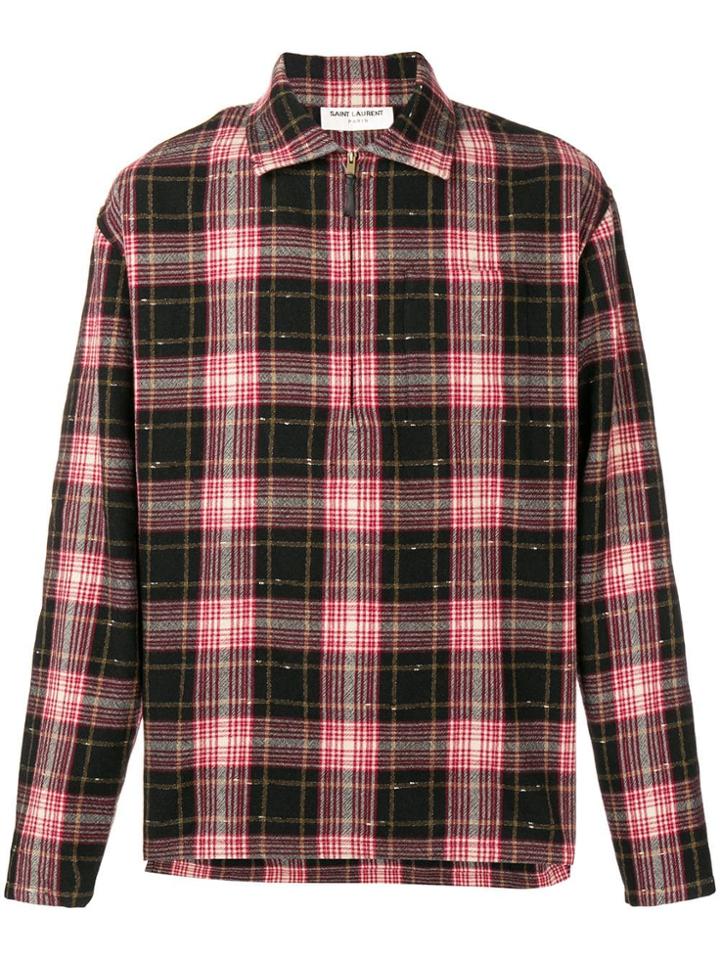 Saint Laurent Tartan Patterned Shirt - Black